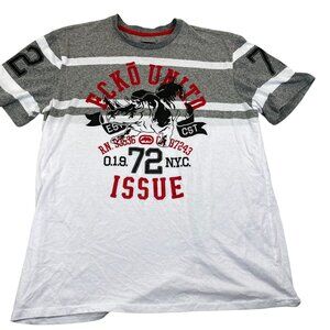 Ecko Unltd Mens Graphic T-Shirt 3XL Gray White Red Rhino Design Casual